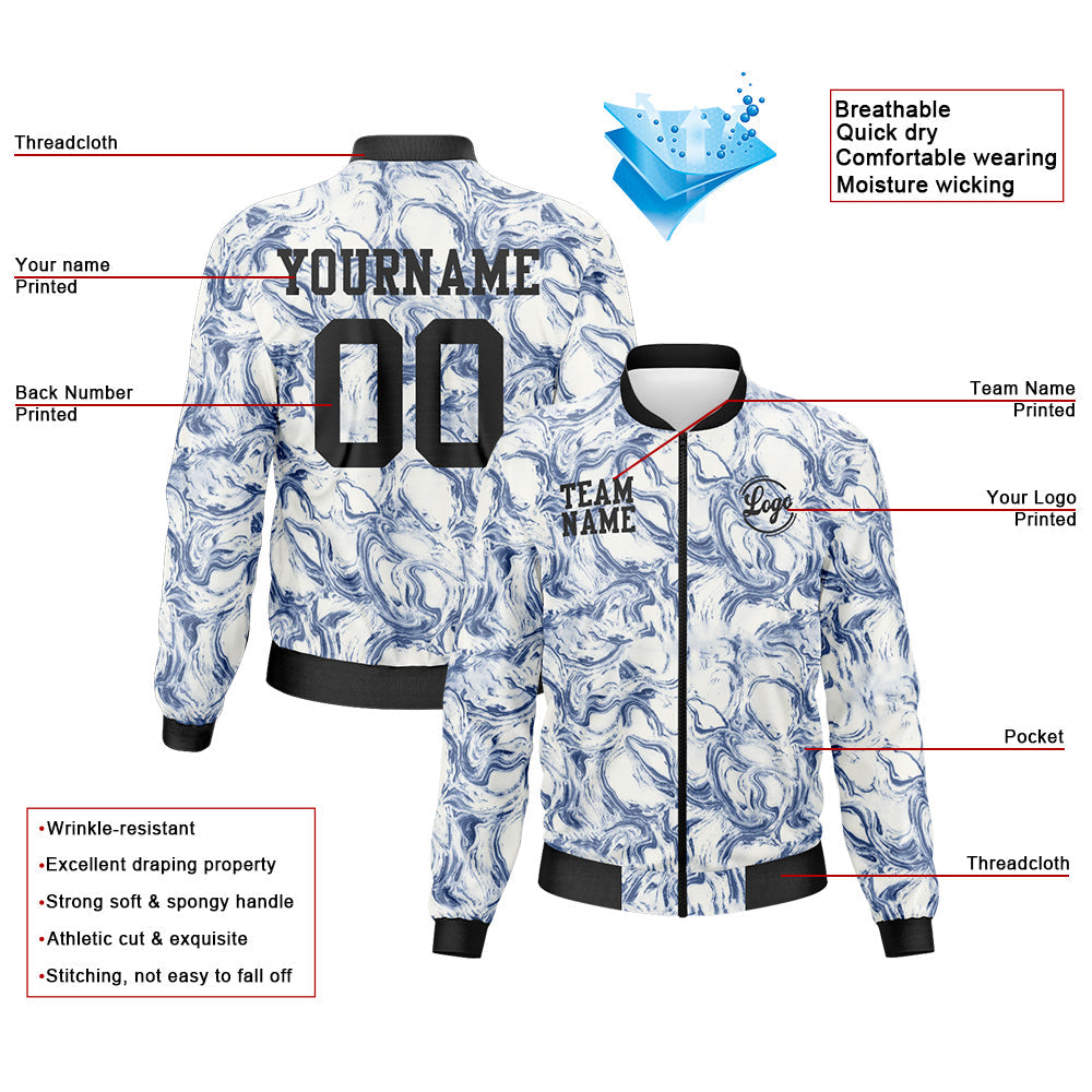Custom Long Sleeve Windbreaker Jackets Uniform Printed Your Logo Name Number Marble