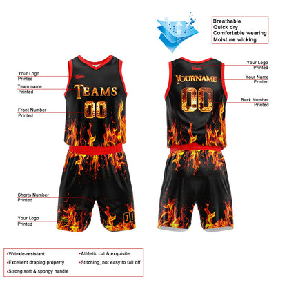 custom flame basketball suit for adults and kids  personalized jersey