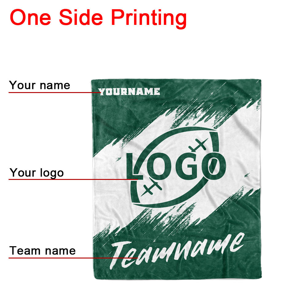 custom ultra-soft micro fleece blanket green-white