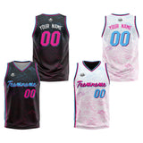 Custom Reversible Basketball Suit for Adults and Kids Personalized Jersey Black-White