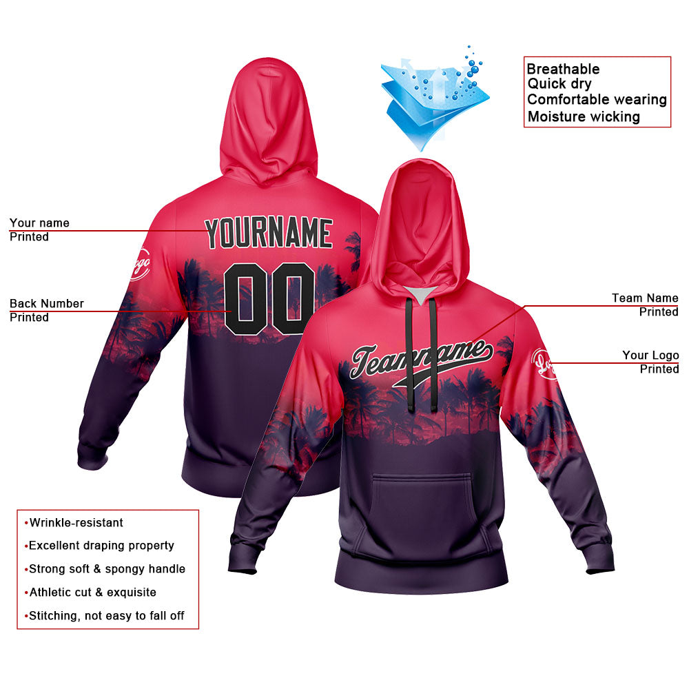 Custom Sweatshirt Hoodie For Men Women Girl Boy Print Your Logo Name Number Tropical Seashore