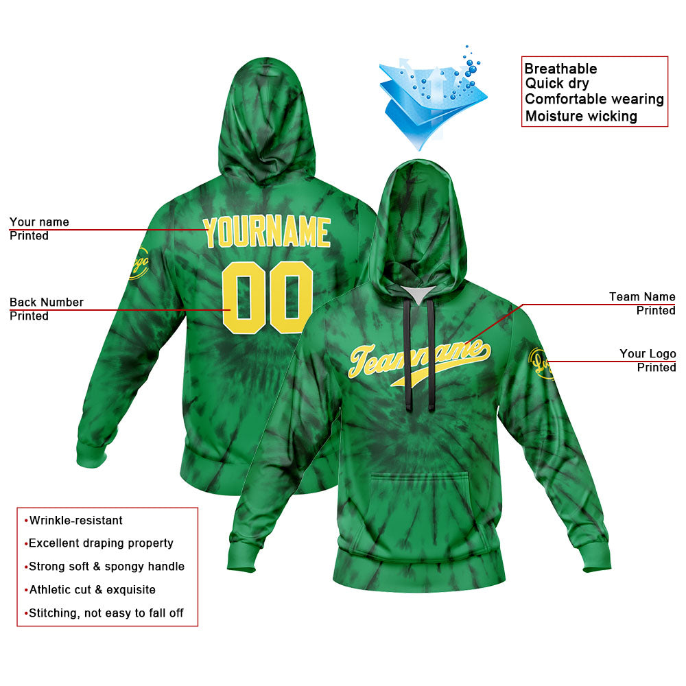Custom Sweatshirt Hoodie For Men Women Girl Boy Print Your Logo Name Number Green Tie Dyeing