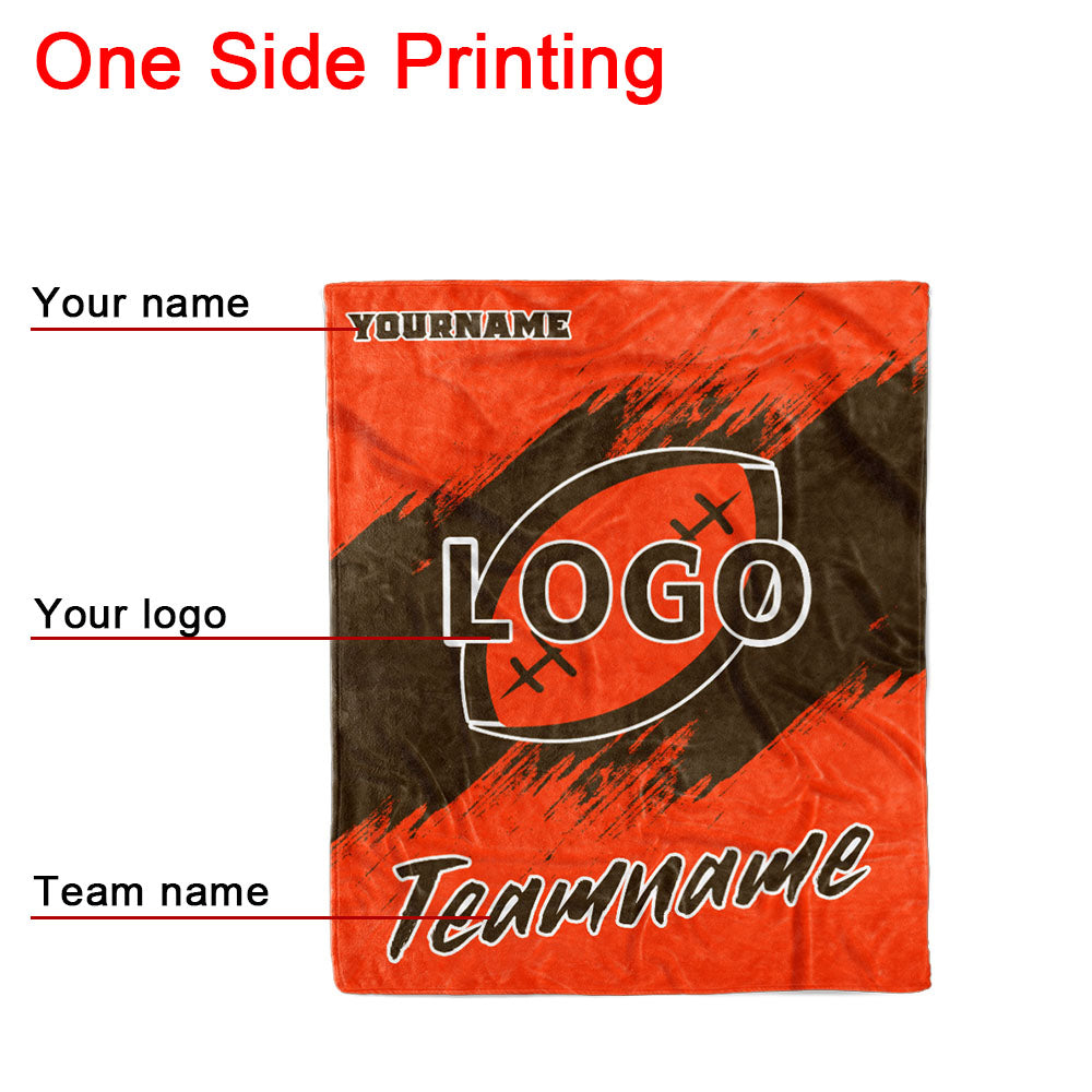 custom ultra-soft micro fleece blanket orange-brown