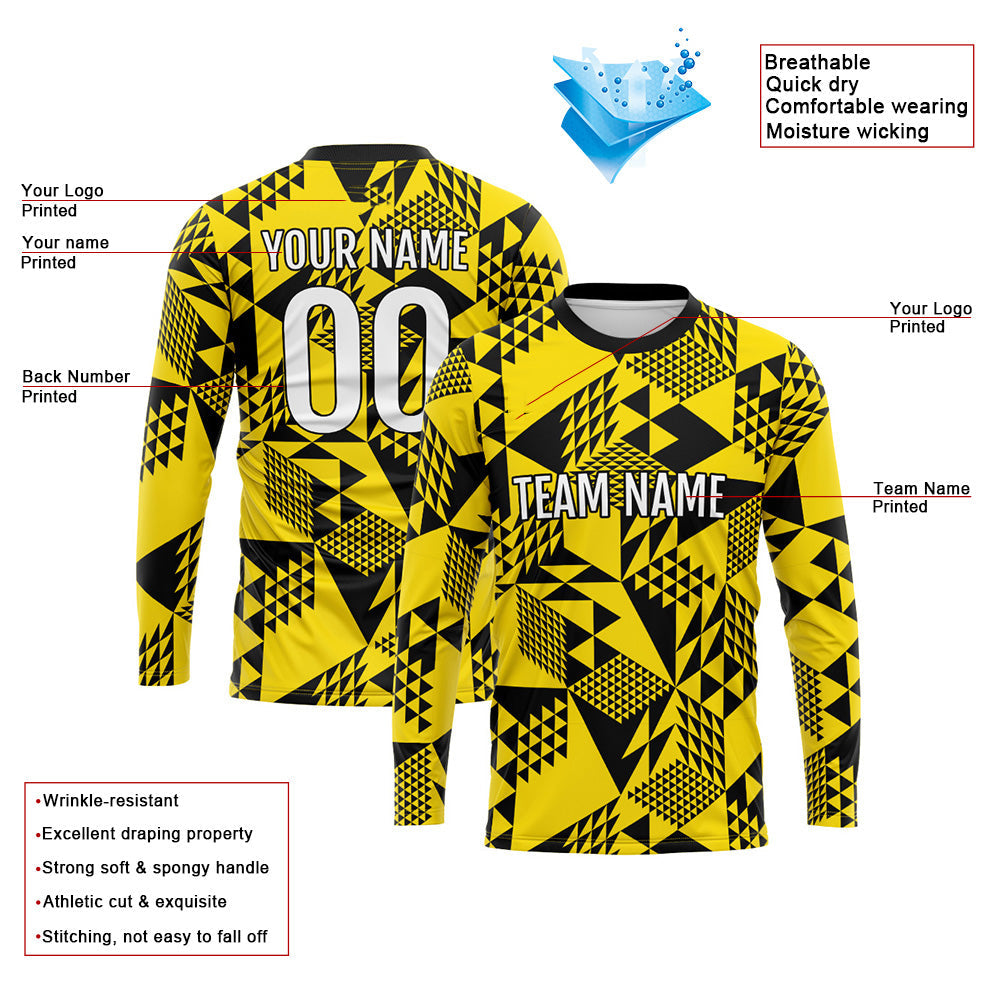 Custom Basketball Soccer Football Shooting Long T-Shirt for Adults and Kids Yellow-Black