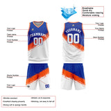 Custom Reversible Basketball Suit for Adults and Kids Personalized Jersey Royal-Orange-White