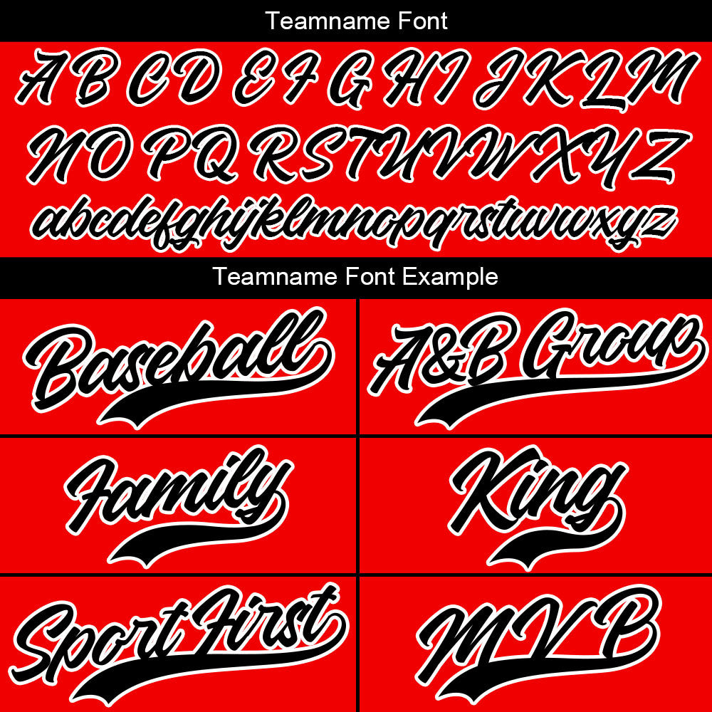 Custom Full Print Design Baseball Jersey black-red
