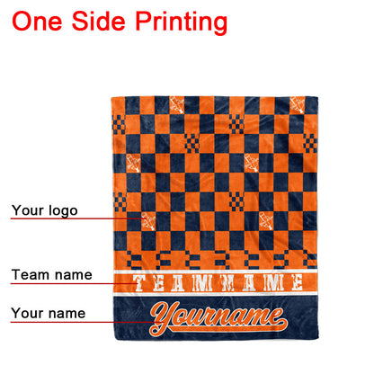 custom ultra-soft micro fleece blanket navy-orange