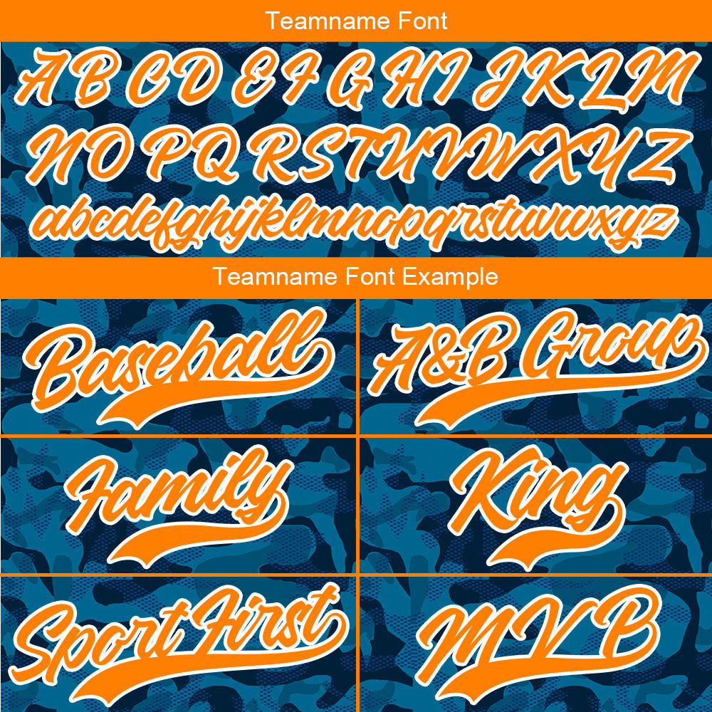 Custom Full Print Design Baseball Jersey blue camouflage