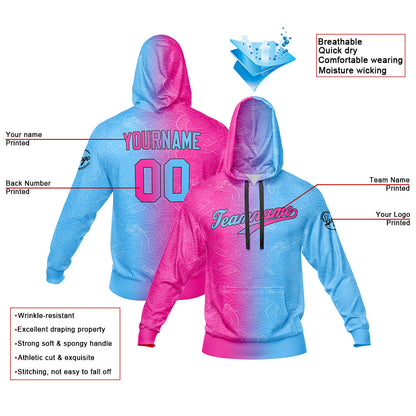 Custom Sweatshirt Hoodie For Men Women Girl Boy Print Your Logo Name Number Hot Pink-Light Blue