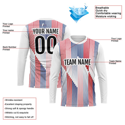 Custom Basketball Soccer Football Shooting Long T-Shirt for Adults and Kids White-Red-Navy