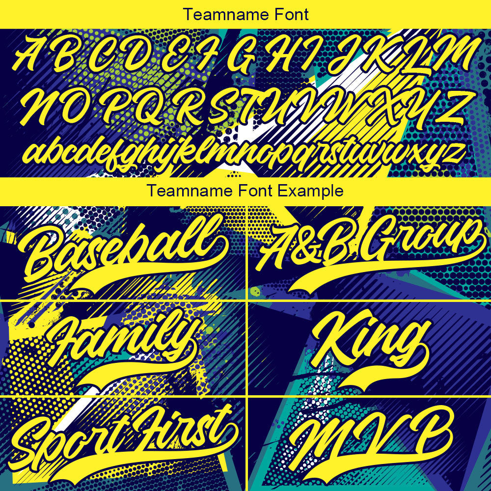 Custom Full Print Design Baseball Jersey yellow-blue