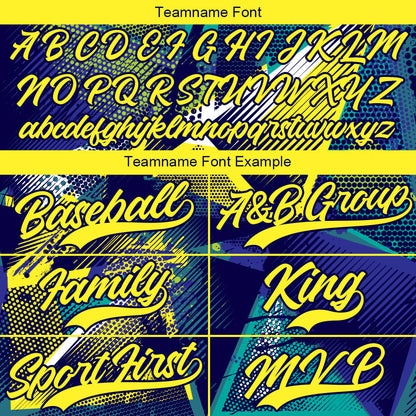 Custom Full Print Design Baseball Jersey yellow-blue