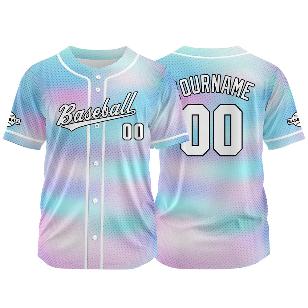 Custom Full Print Design Baseball Jersey Light purple-light blue
