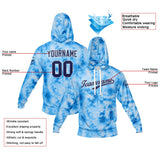 Custom Sweatshirt Hoodie For Men Women Girl Boy Print Your Logo Name Number Light Blue Tie Dyeing