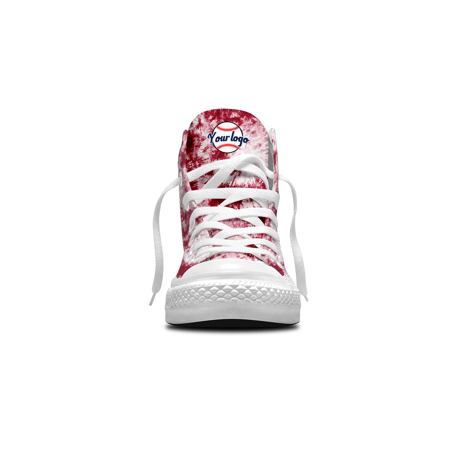 custom high top baseball canvas shoes white-red
