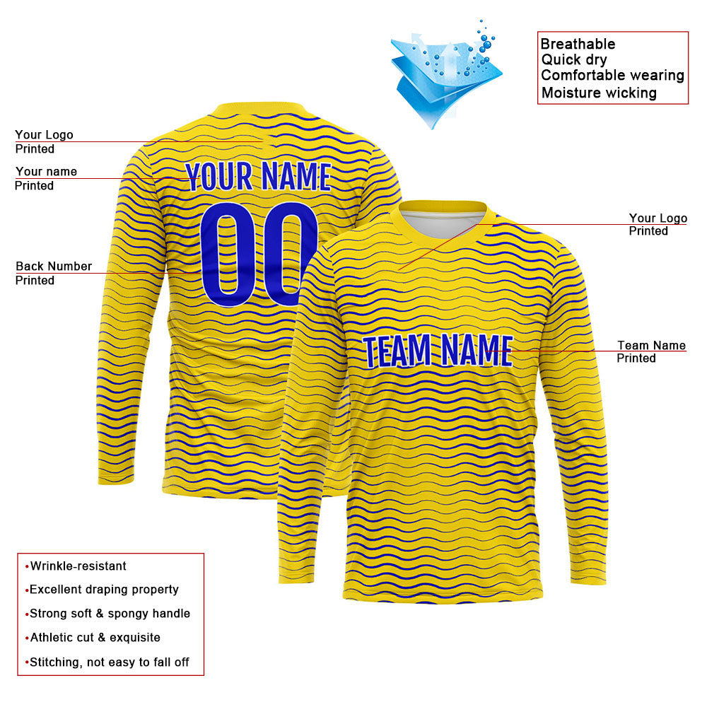 Custom Basketball Soccer Football Shooting Long T-Shirt for Adults and Kids Wave-Yellow