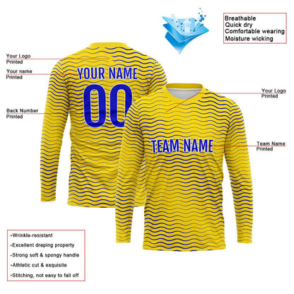 Custom Basketball Soccer Football Shooting Long T-Shirt for Adults and Kids Wave-Yellow