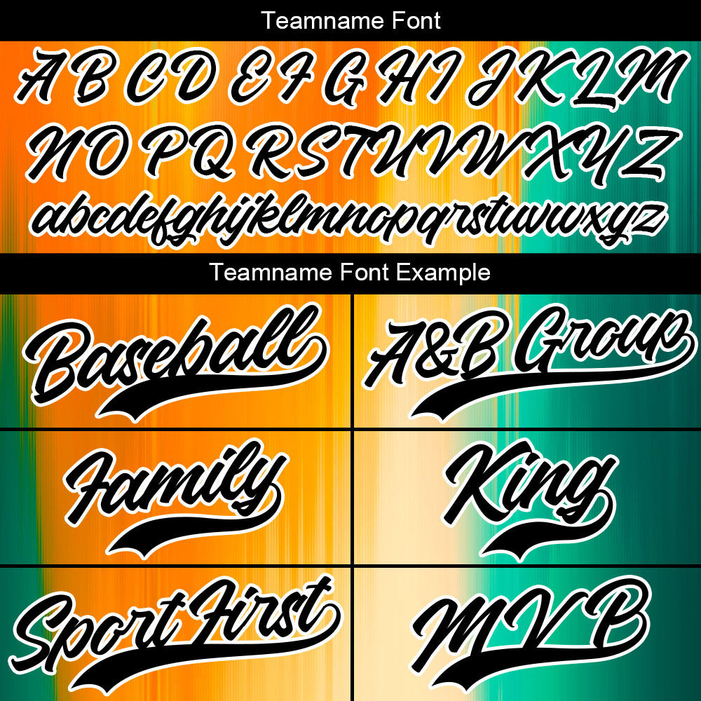 Custom Full Print Design Baseball Jersey Orange-Green