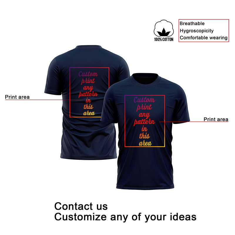 custom cotton short t-shirt navy
