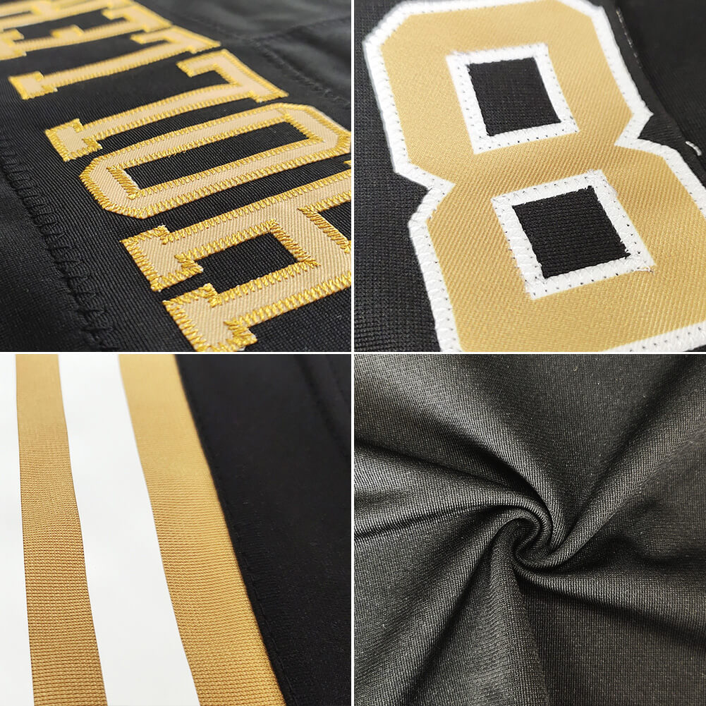 Customized Authentic Football Jersey Black Gold-White Mesh – Vients