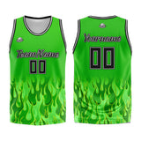 Custom Basketball Jersey Uniform Suit Printed Your Logo Name Number Flame&Green