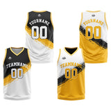 Custom Reversible Basketball Suit for Adults and Kids Personalized Jersey Black-Yellow-White