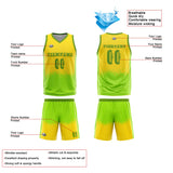 Custom Reversible Basketball Suit for Adults and Kids Personalized Jersey White-Neon Green