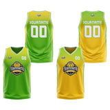 Custom Reversible Basketball Suit for Adults and Kids Personalized Jersey Green-Yellow
