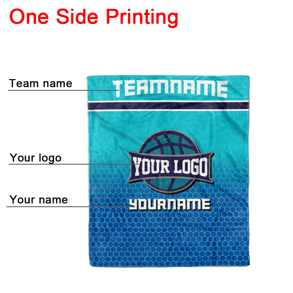 custom ultra-soft micro fleece blanket blue-aqua