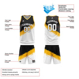 Custom Reversible Basketball Suit for Adults and Kids Personalized Jersey Black-Yellow-White
