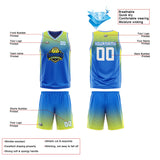 Custom Reversible Basketball Suit for Adults and Kids Personalized Jersey Blue-Yellow