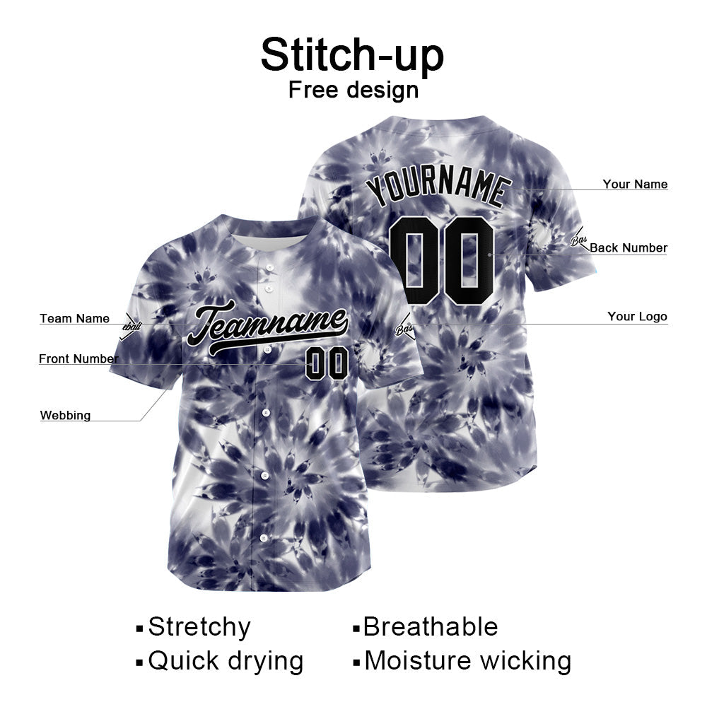 Custom Full Print Design Baseball Jersey purple gray
