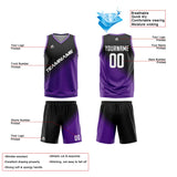 Custom Reversible Basketball Suit for Adults and Kids Personalized Jersey Black&Purple