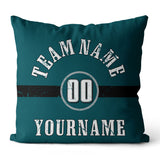 Custom Football Throw Pillow for Men Women Boy Gift Printed Your Personalized Name Number Midnight Green & Black & White
