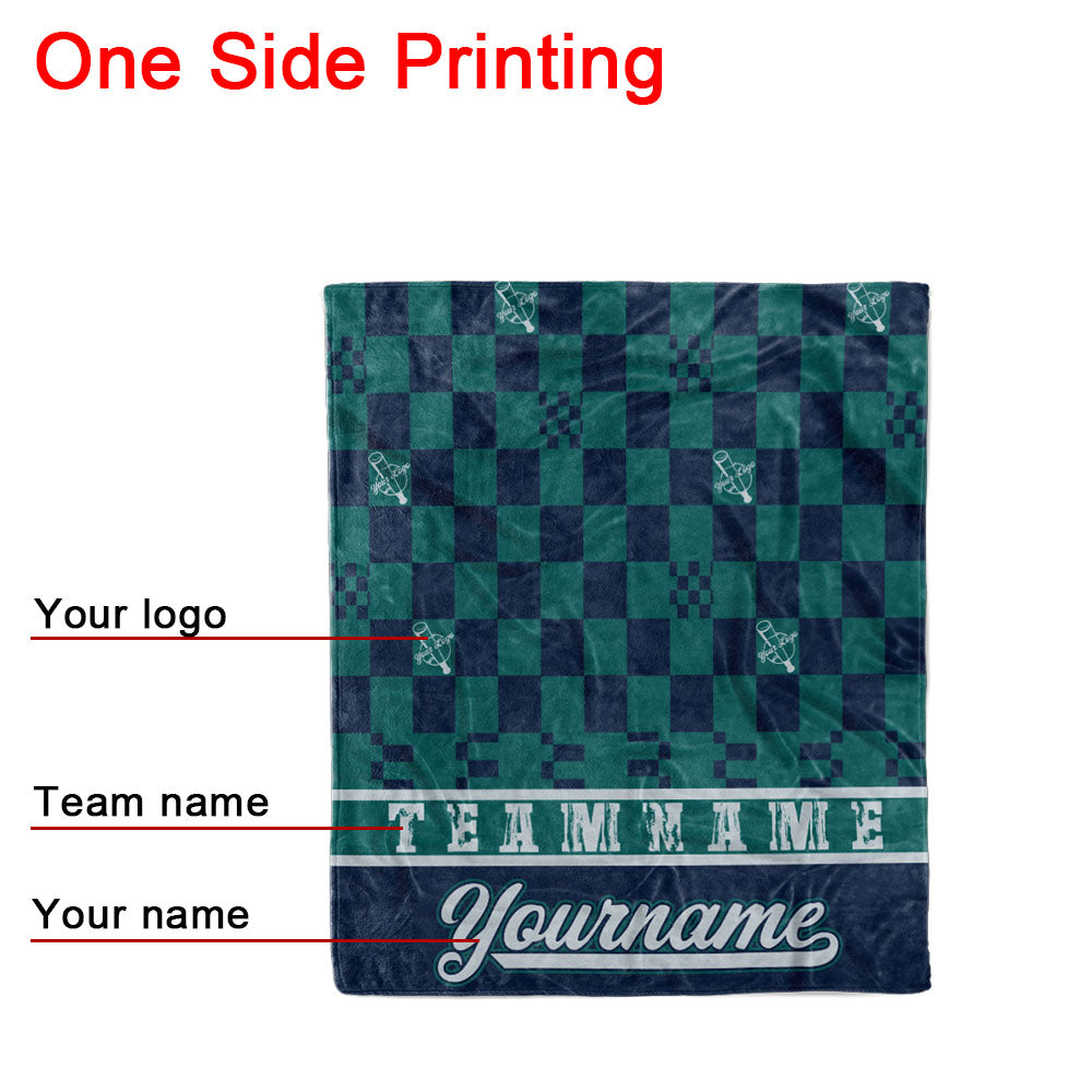 custom ultra-soft micro fleece blanket green-navy