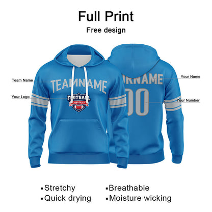 Custom Sweatshirt Hoodie For Men Women Girl Boy Print Your Logo Name Number Blue&Gray