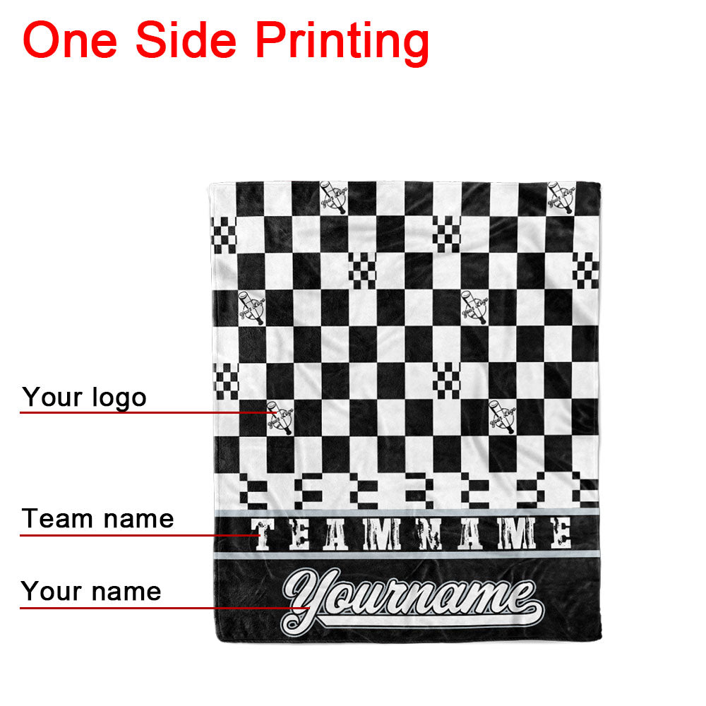 custom ultra-soft micro fleece blanket black-white