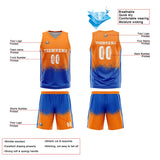 Custom Reversible Basketball Suit for Adults and Kids Personalized Jersey Orange-Blue