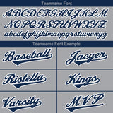 customized authentic baseball jersey gray-navy-white mesh