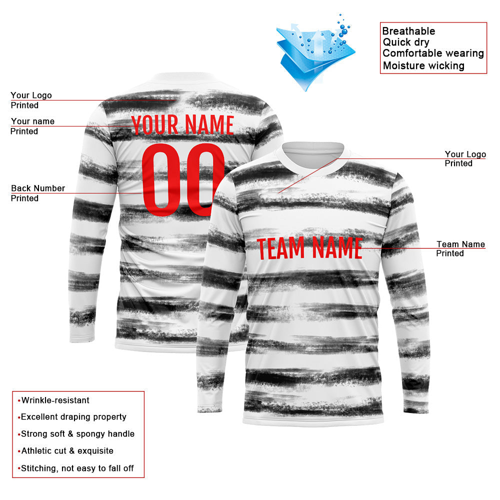 Custom Basketball Soccer Football Shooting Long T-Shirt for Adults and Kids White-Black