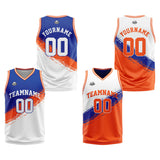 Custom Reversible Basketball Suit for Adults and Kids Personalized Jersey Royal-Orange-White