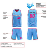 Custom Reversible Basketball Suit for Adults and Kids Personalized Jersey Light Blue-Pink