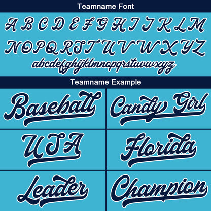 Custom Full Print Design Baseball Jersey light blue-black-orange