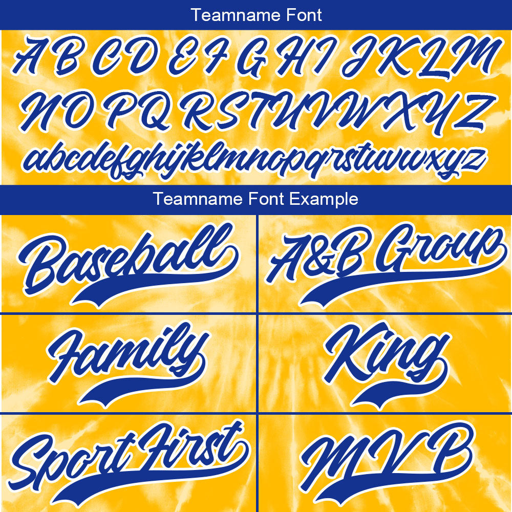Custom Full Print Design Baseball Jersey yellow tie-dyed