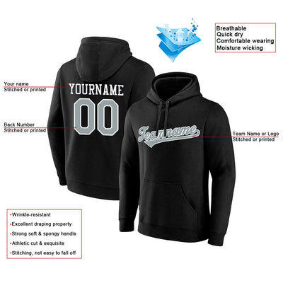 custom authentic pullover sweatshirt hoodie black-gray-white