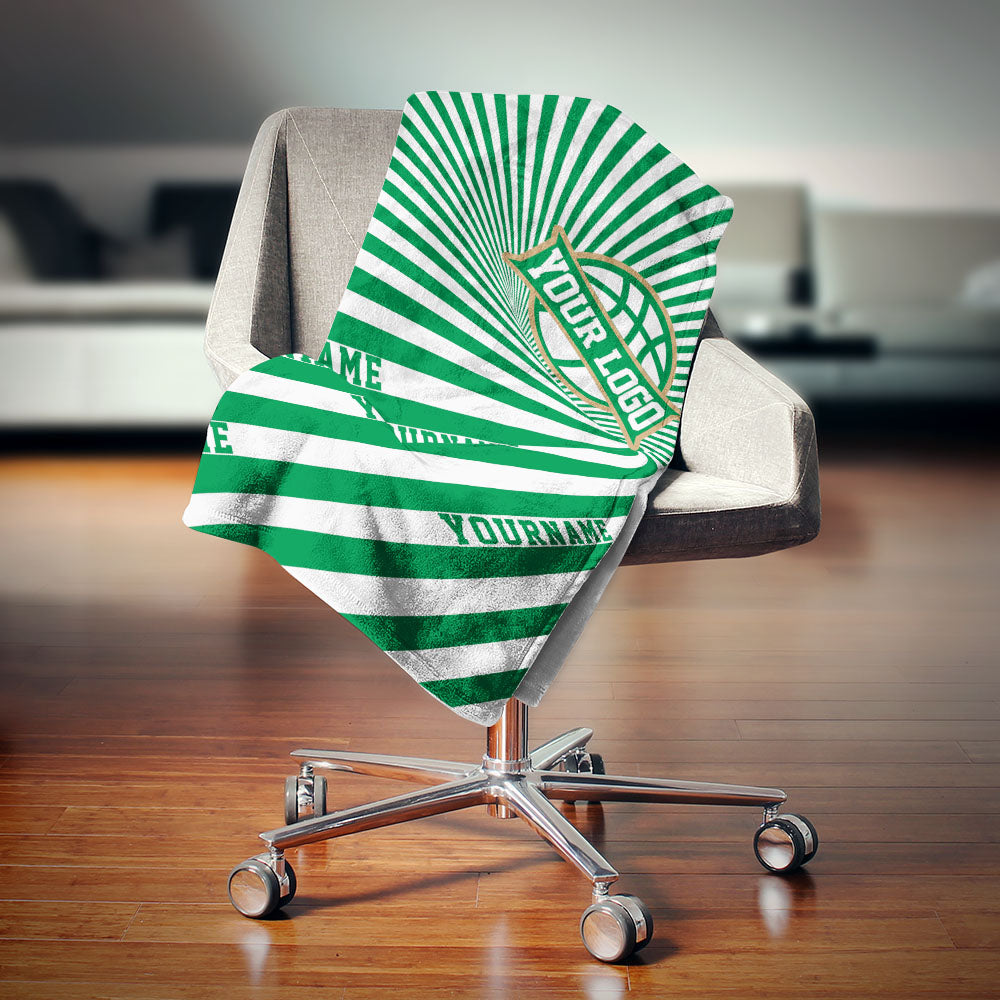custom ultra-soft micro fleece blanket green-white