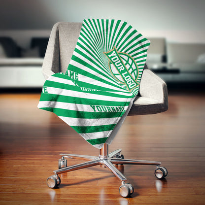 custom ultra-soft micro fleece blanket green-white