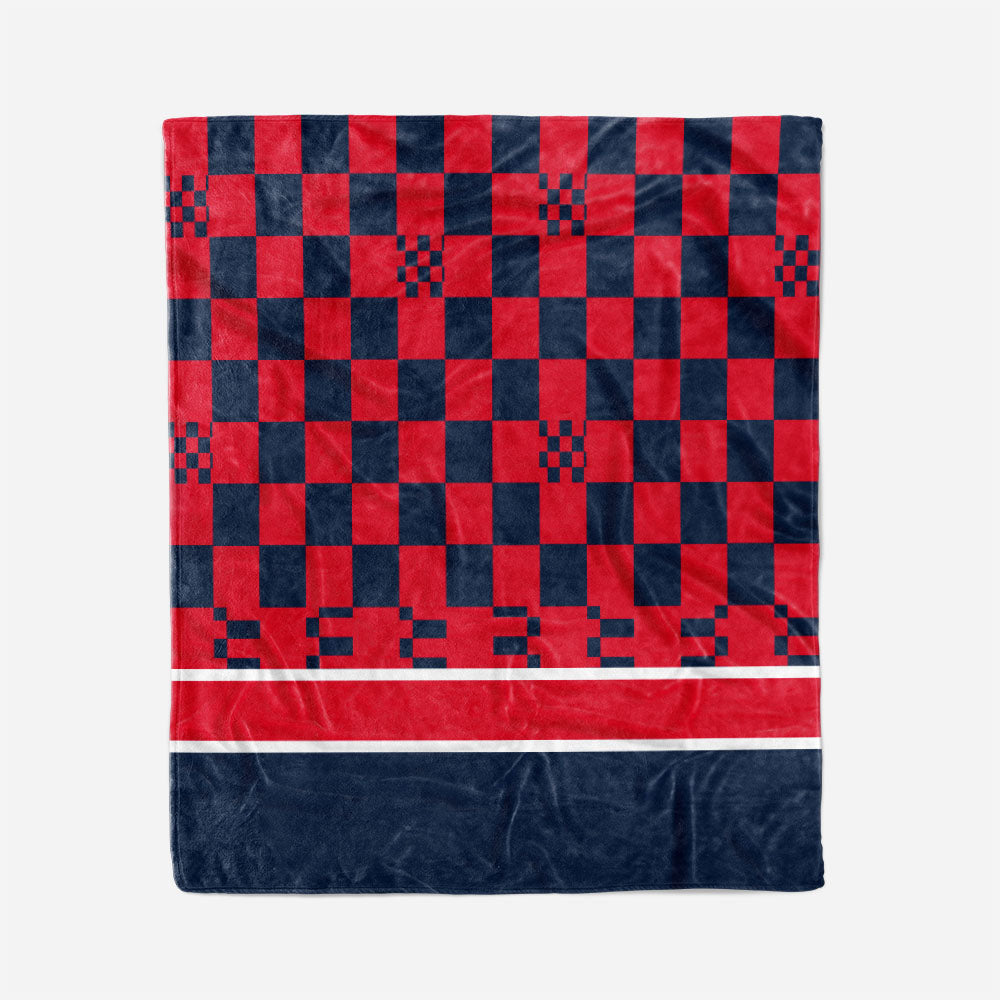 custom ultra-soft micro fleece blanket navy-red