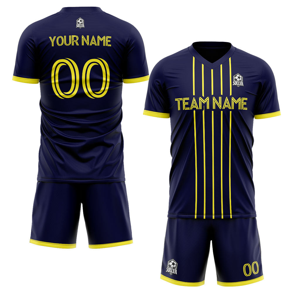 custom soccer set jersey kids adults personalized soccer navy-yellow