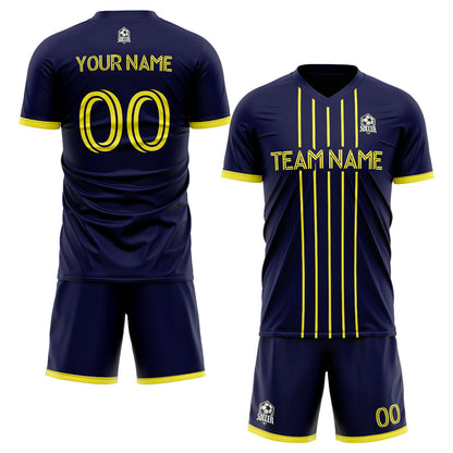 custom soccer set jersey kids adults personalized soccer navy-yellow